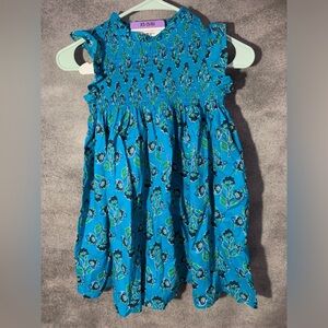 NWT French Connection Youth Girls Cotton Smocked Ruffleneck Lined Dress